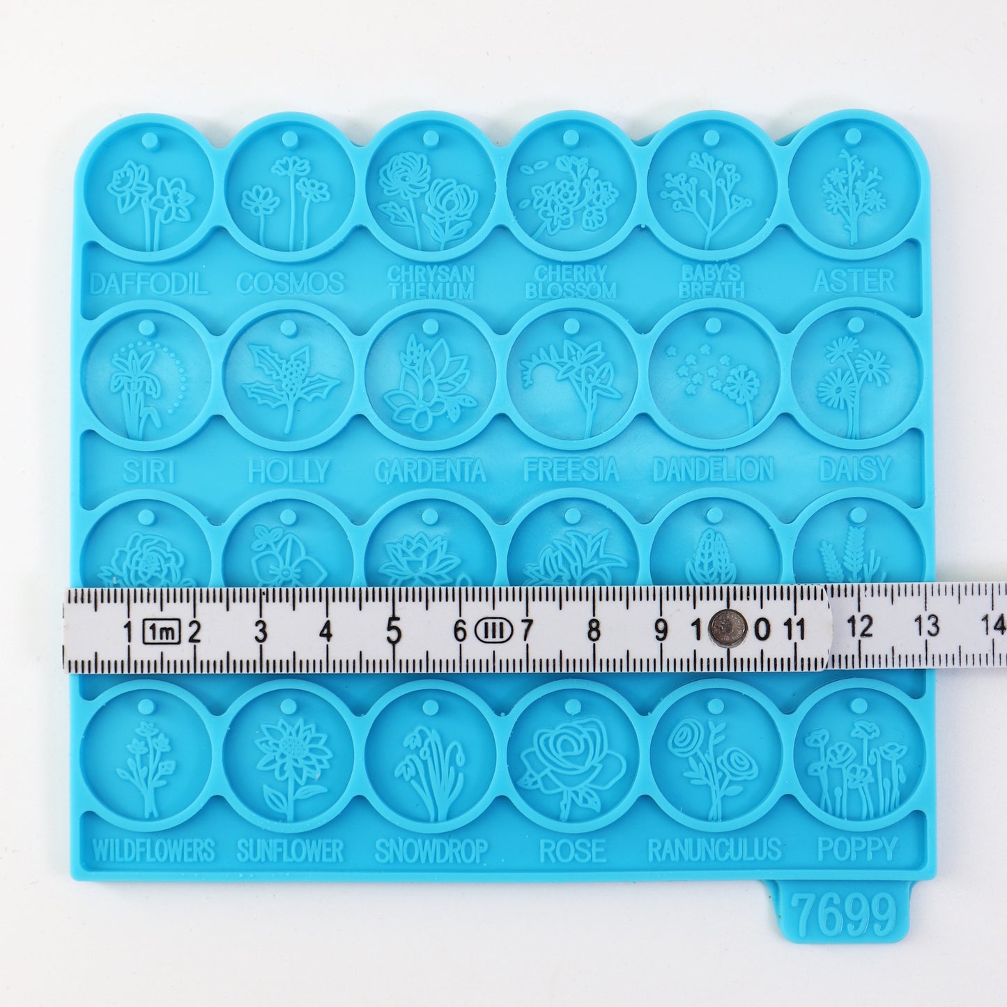 Silikonform Blumen Anhänger Gießform Rund 2 cm für Epoxidharz Raysin Formen