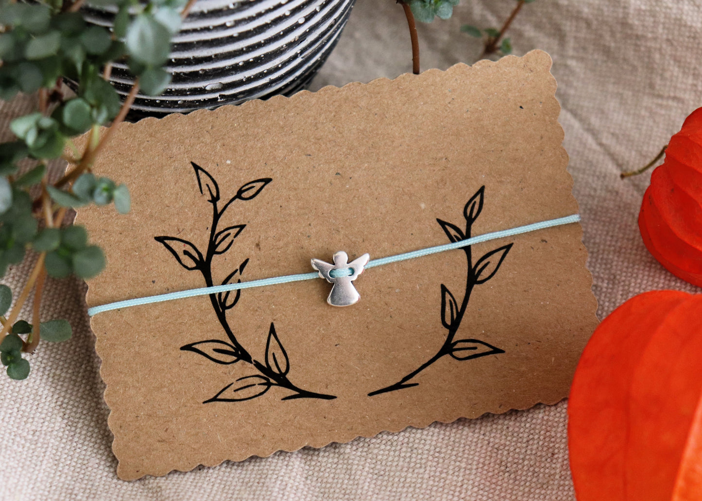 boasicea Schutzengel Glücksbringer Glücksarmband Silber, bis 27 cm - Hellblau