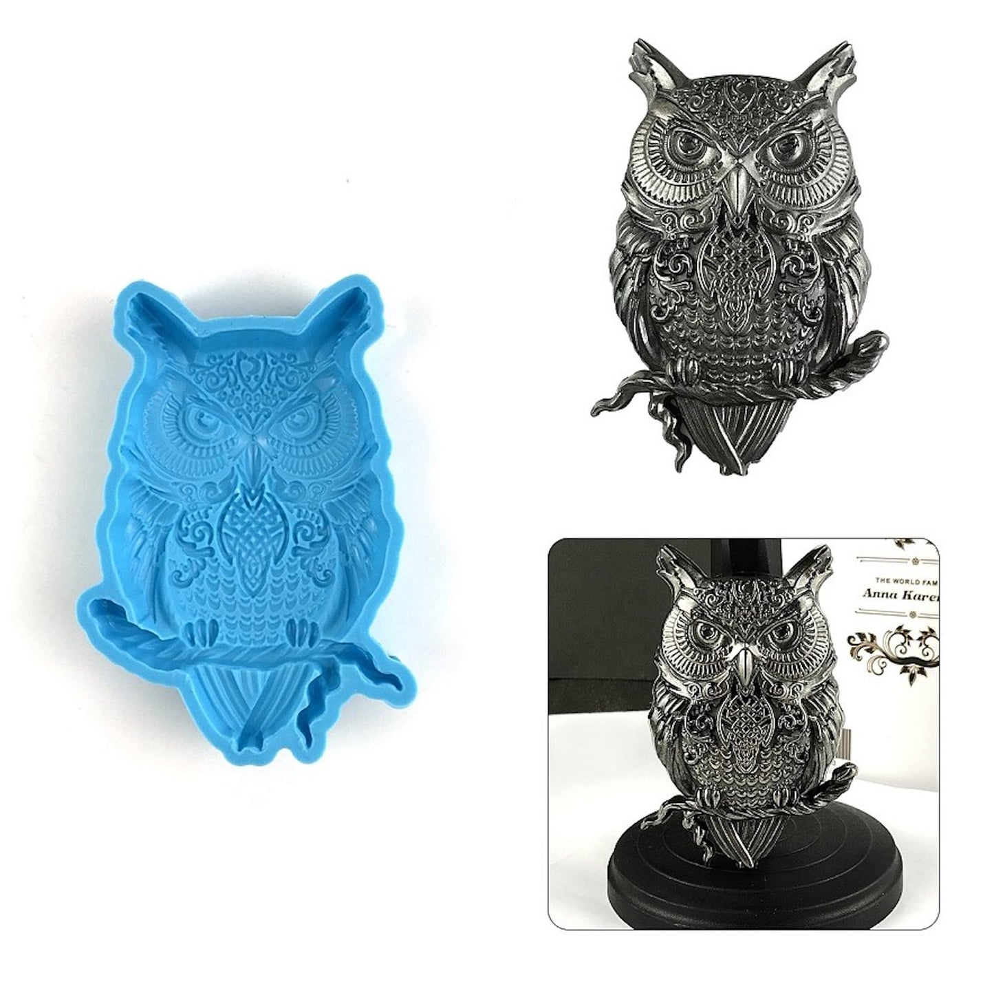 Silikonform Eule Wanddekoration Gießform für Epoxidharz, Raysin ca. 11 cm