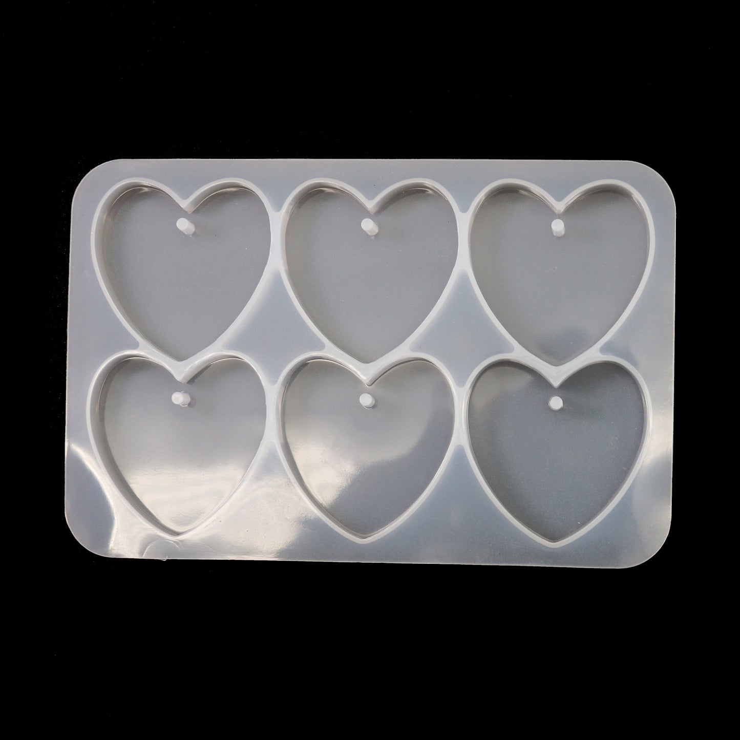 Silikonform Herz Anhänger Gießform flach für Epoxidharz, Raysin ca. 3,5 x 3,5 cm