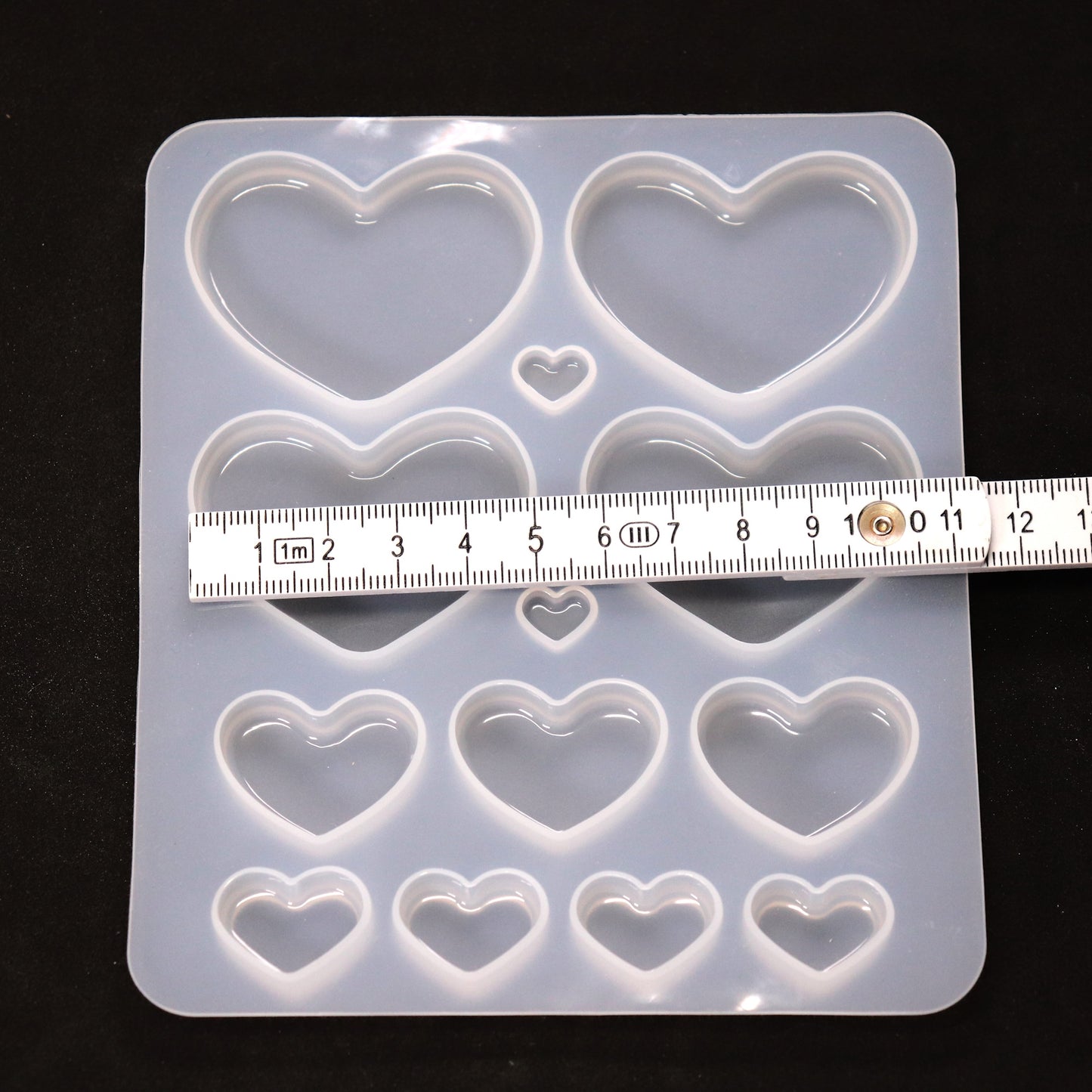 Silikonform Herzen Gießform Cabochons für Resin, Raysin ca. 1 bis 5 cm