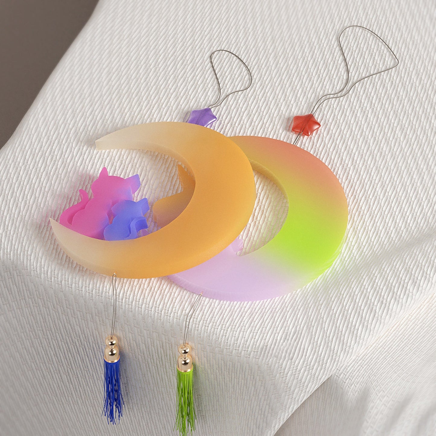 Silikonform Katzen im Mond Gießform Mondsichel ca. 13 x 12 cm