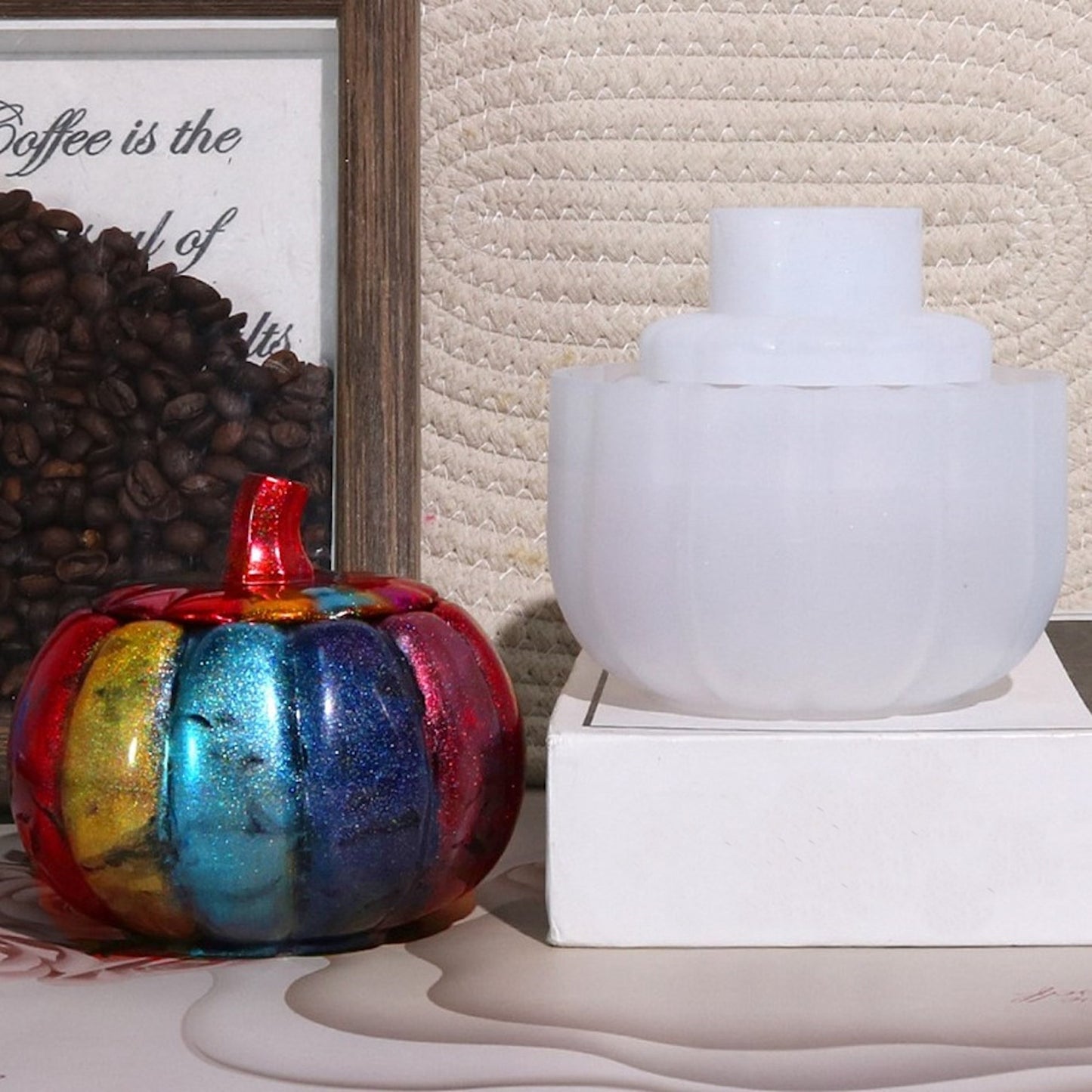 Silikonformen Kürbis mit Deckel. Aufbewahrungsbox Gießformen für Raysin oder Epoxidharze