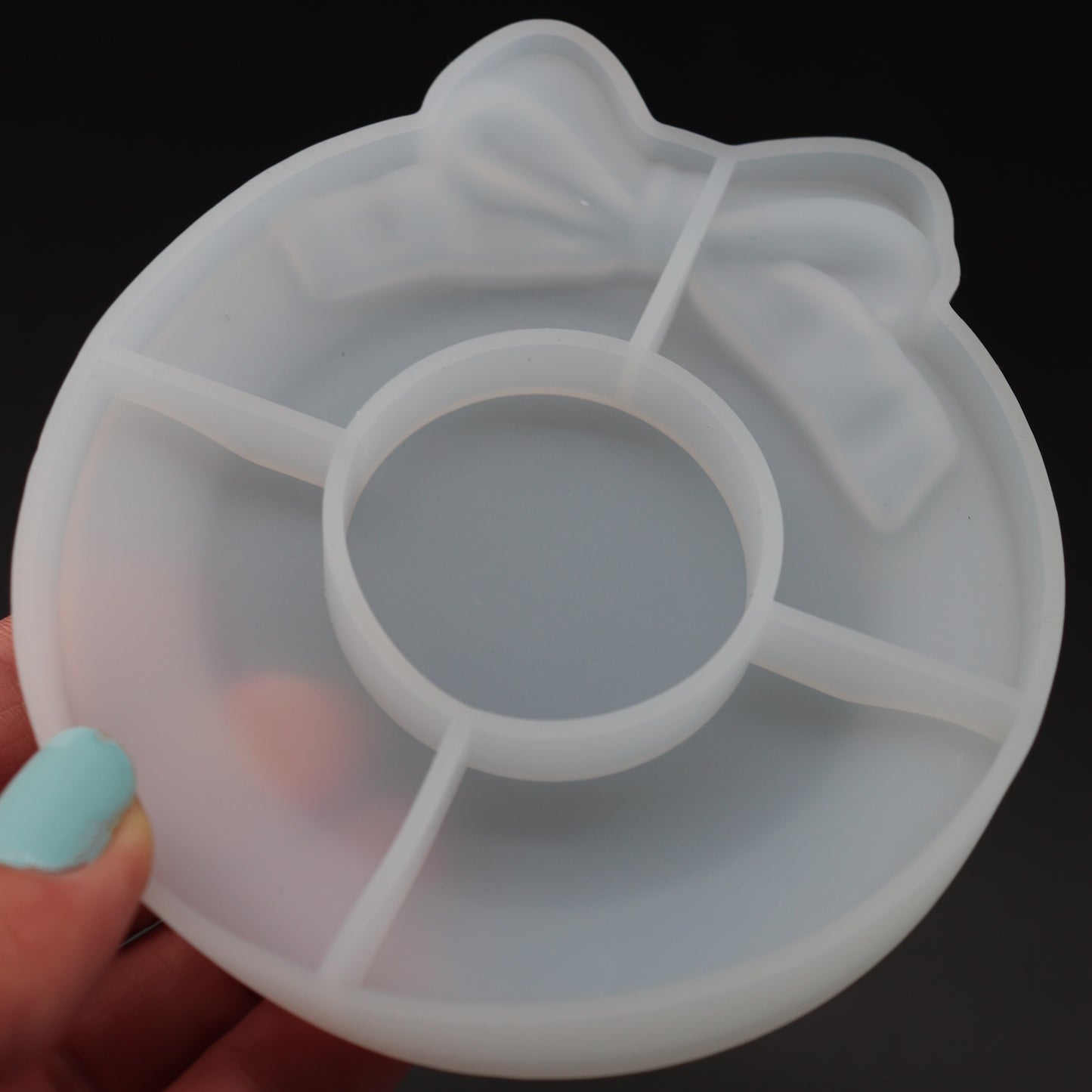 Silikonform Schmuck Schale mit Schleife Gießform für Raysin ca. 10 x 9,5 cm