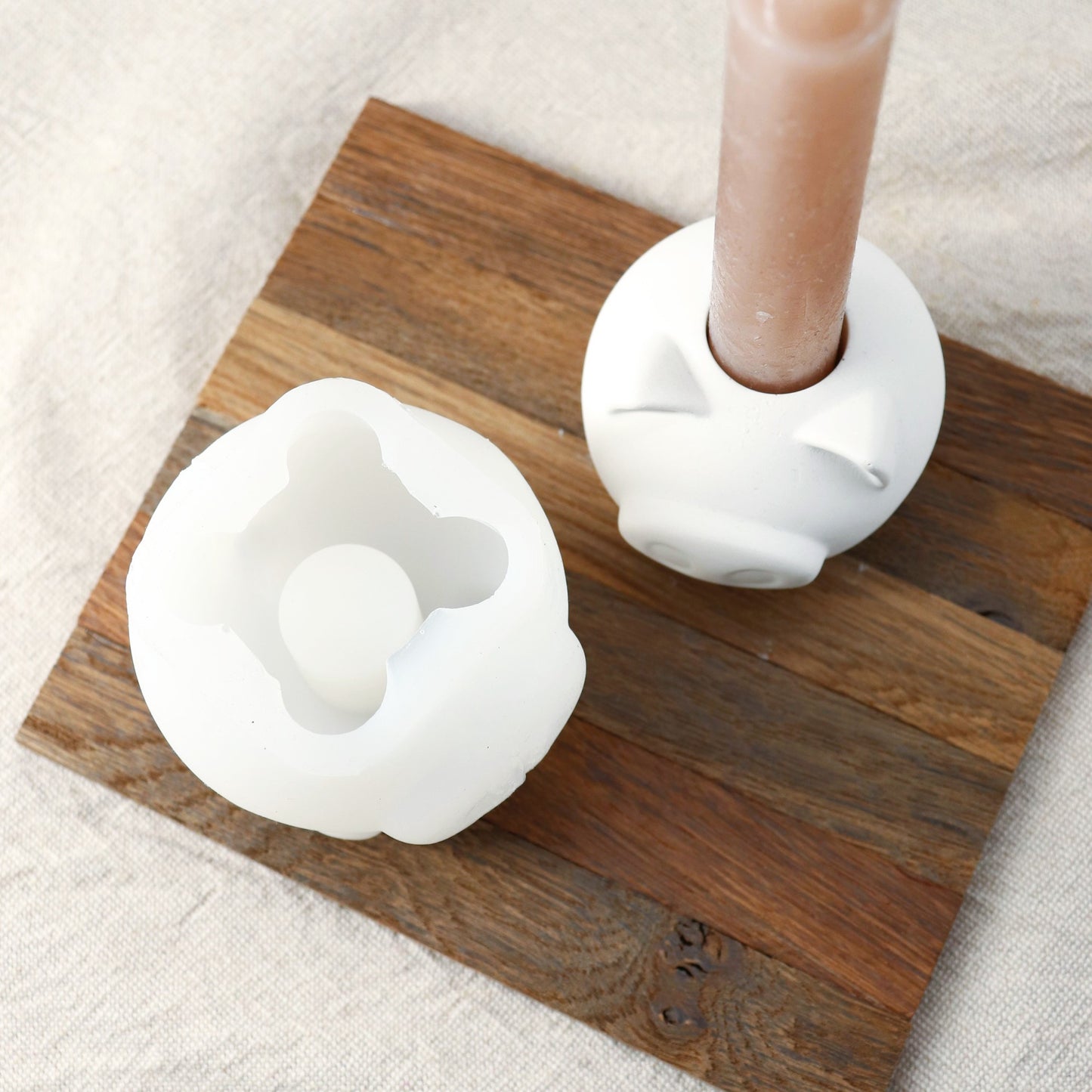 Kerzenhalter Glücks Schwein Gießform Silikonform Kerzenständer