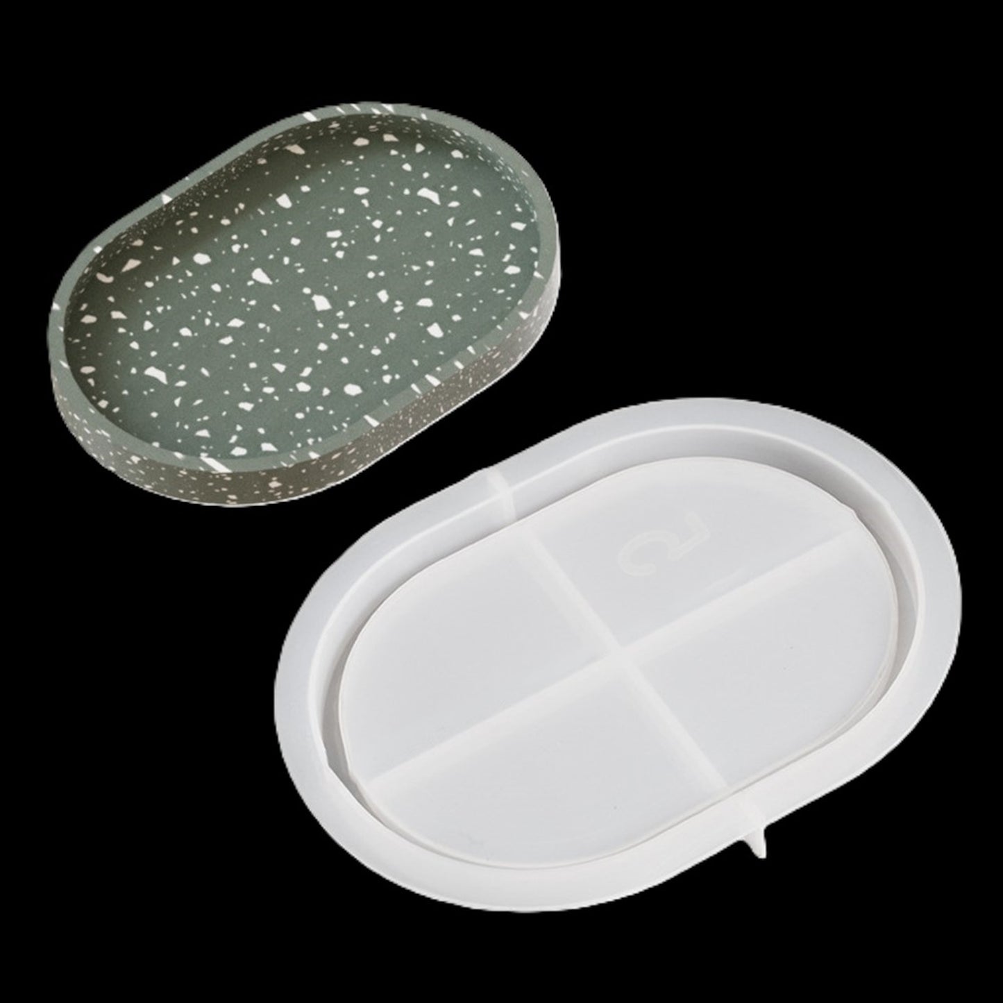 Silikonform Ovale Tablett Form mit Rand für Epoxidharze oder Gießpulver ca 14 cm