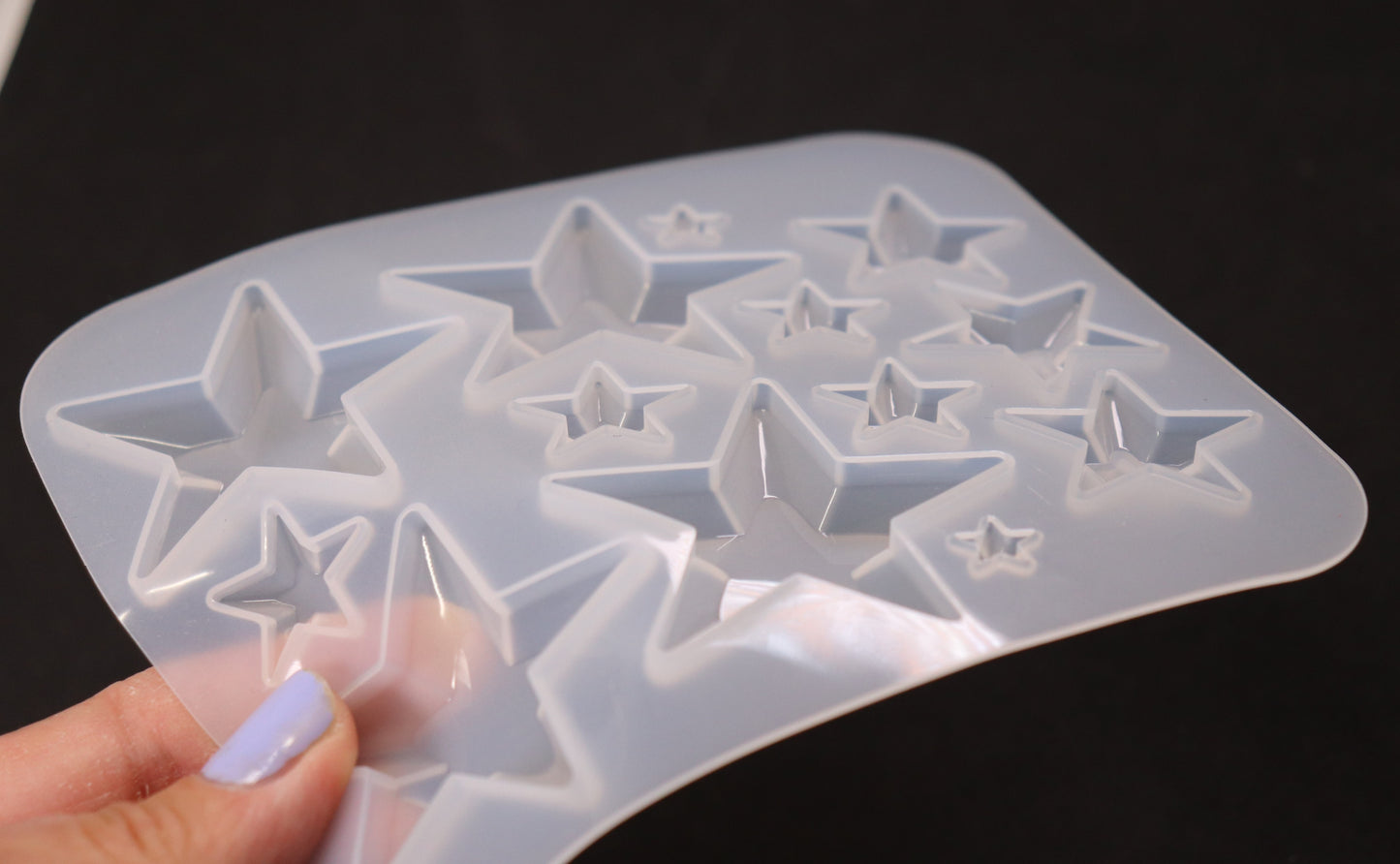 Silikonform Sterne Cabochons Gießform für Resin, Raysin ca. 1 bis 5 cm