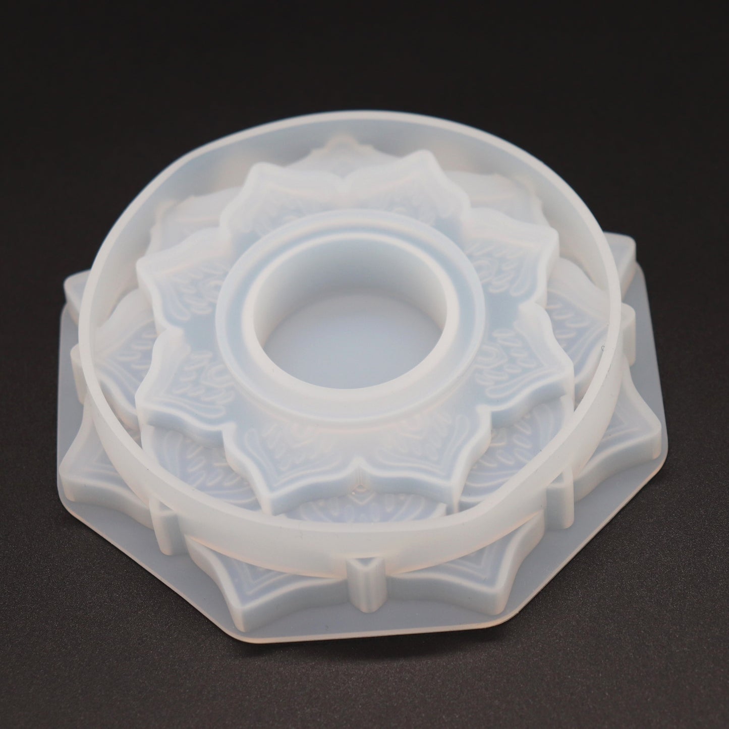 Silikonform Teelichthalter Lotus Blüte 3 Stufig Gießform ca. 11 cm