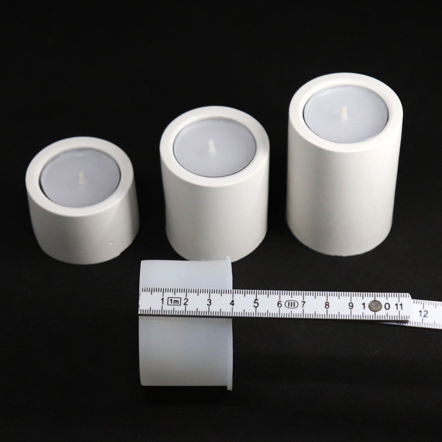 Silikonform Teelichthalter Gießformen. ergleichsgrößen.