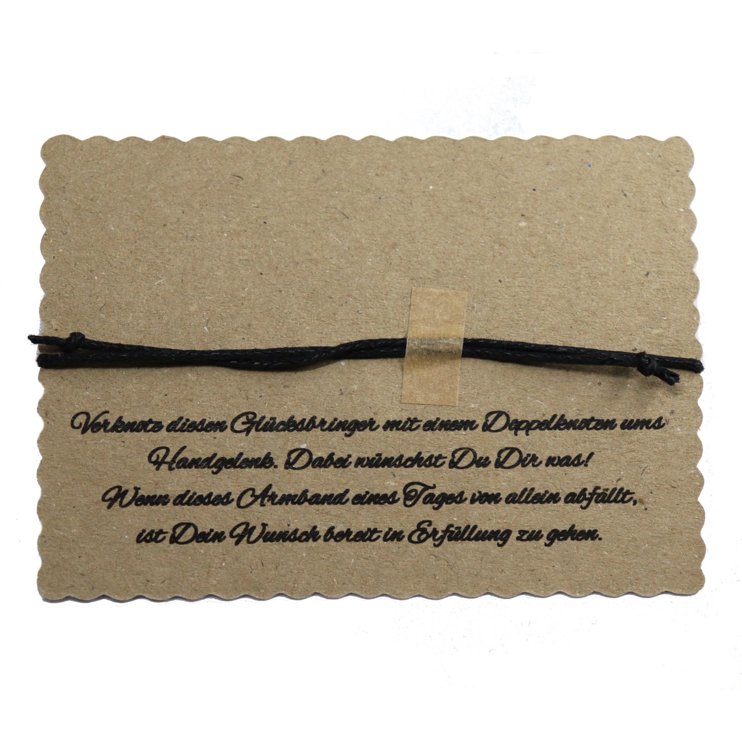 Rückseite der Karte mit Anleitung. Zum Armband mit Blaue Auge Schutz