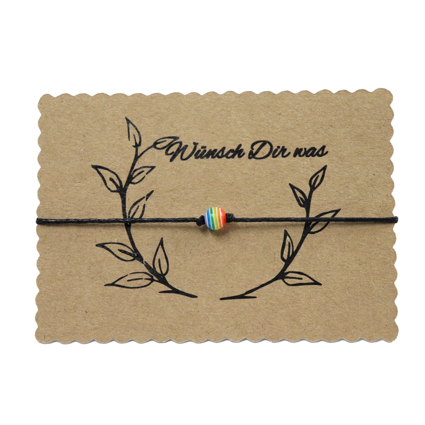 boasicea Wunscharmband "Wünsch Dir was" mit Regenbogen Perle aus Acryl - Schwarz