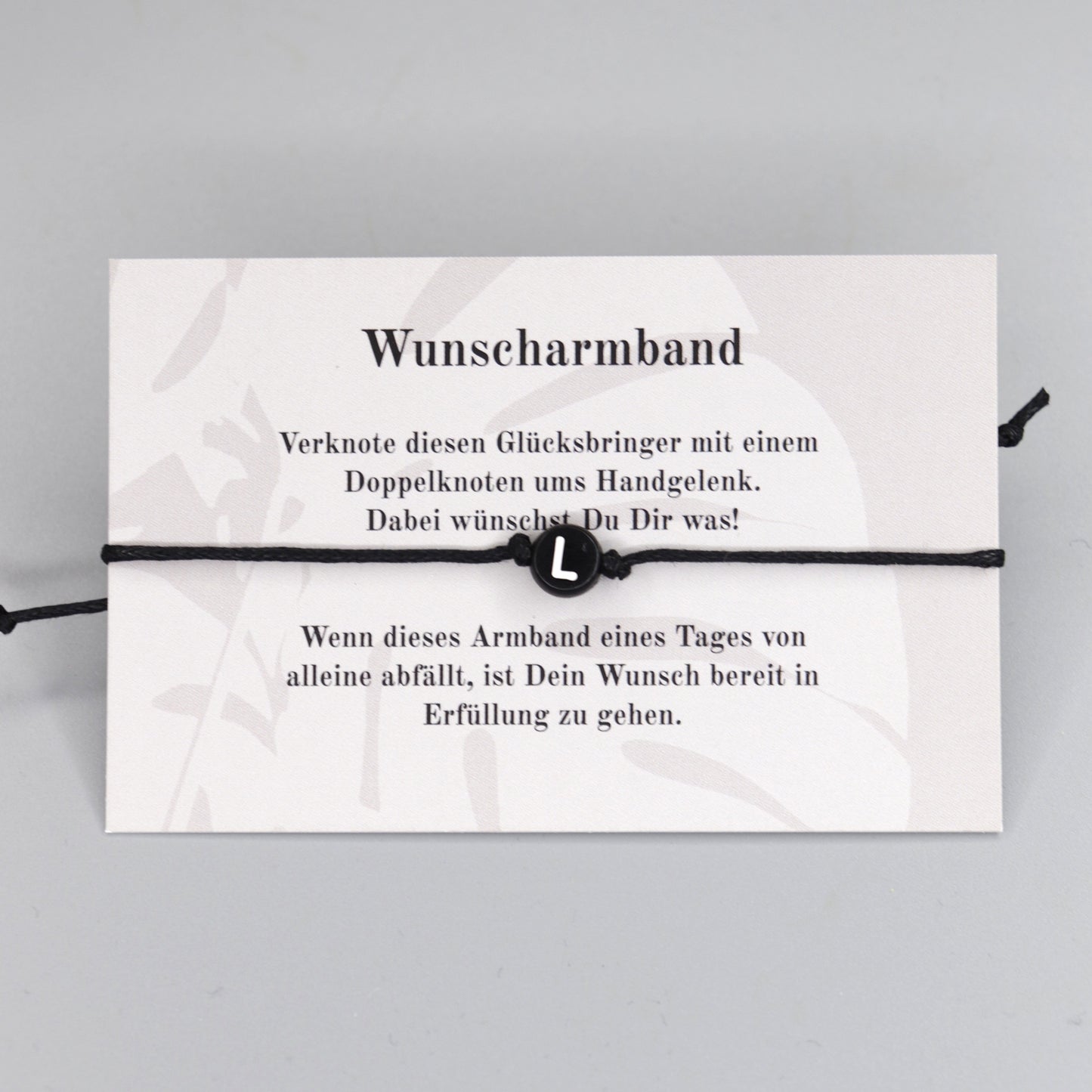 Wunscharmband mit Wunschbuchstabe L aus Acryl. Geschenkideen. Freundschaftsarmbänder. Kleine Geschenke.