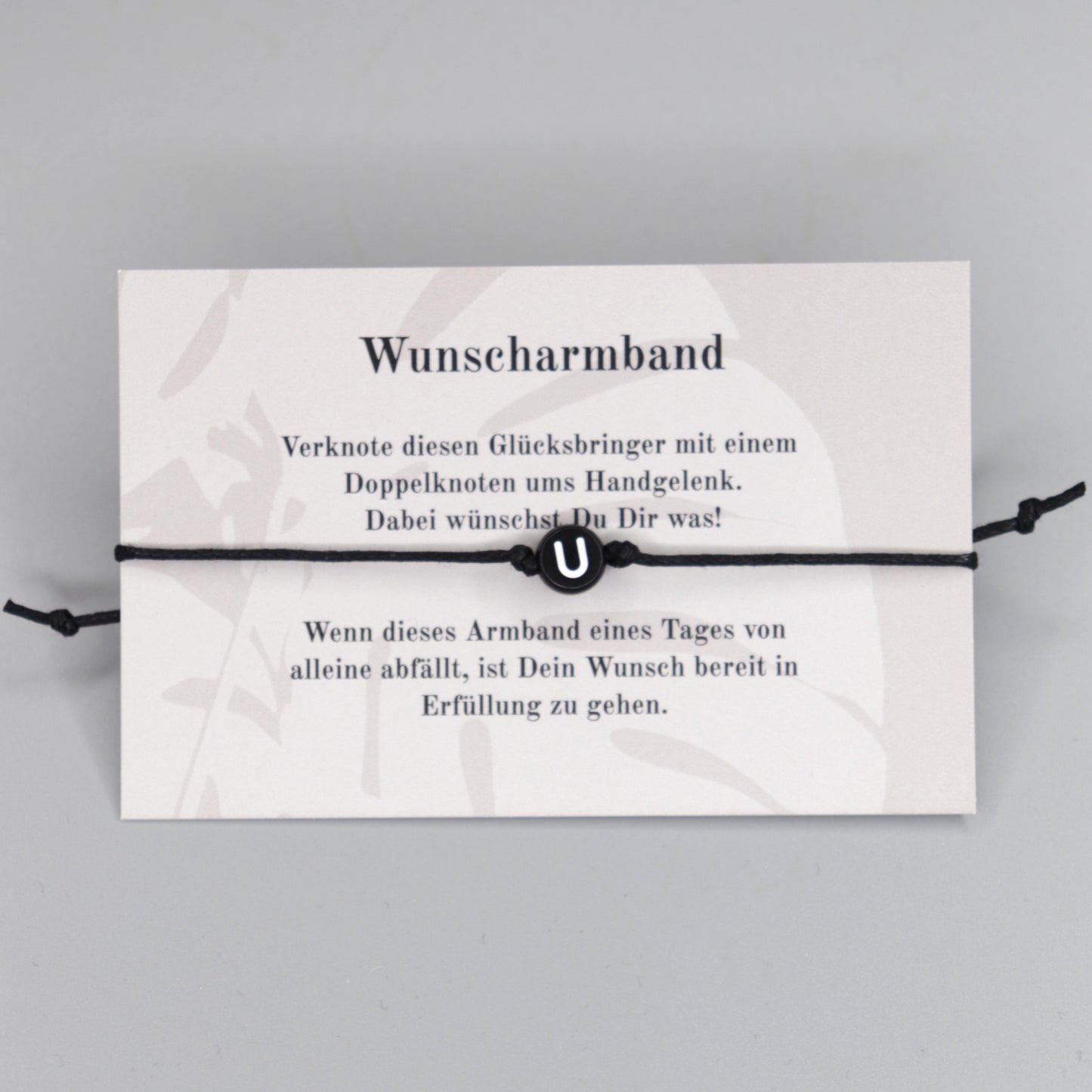 Wunscharmband mit Wunschbuchstabe U aus Acryl. Geschenkideen. Freundschaftsarmbänder. Kleine Geschenke.