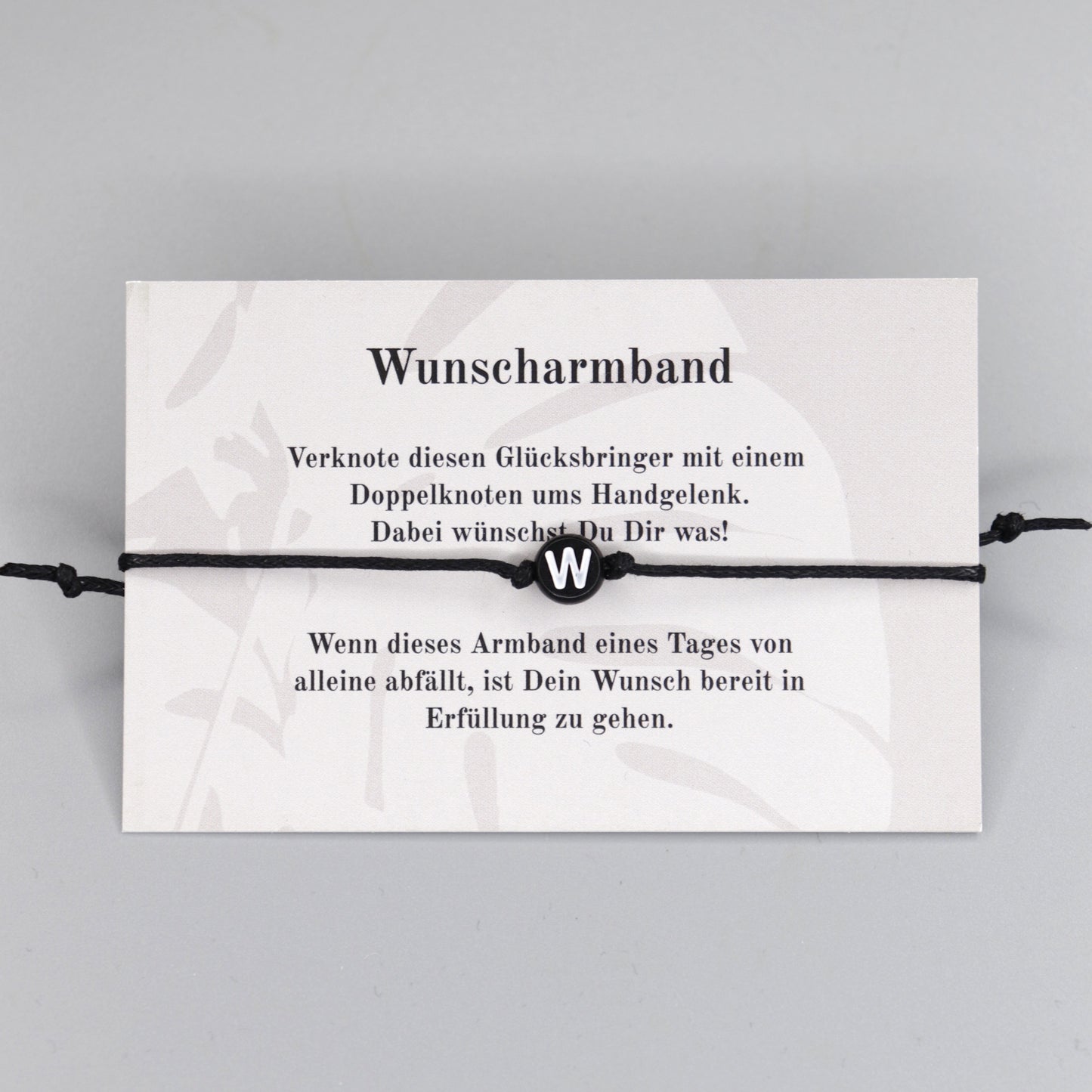 Wunscharmband mit Wunschbuchstabe W aus Acryl. Geschenkideen. Freundschaftsarmbänder. Kleine Geschenke.