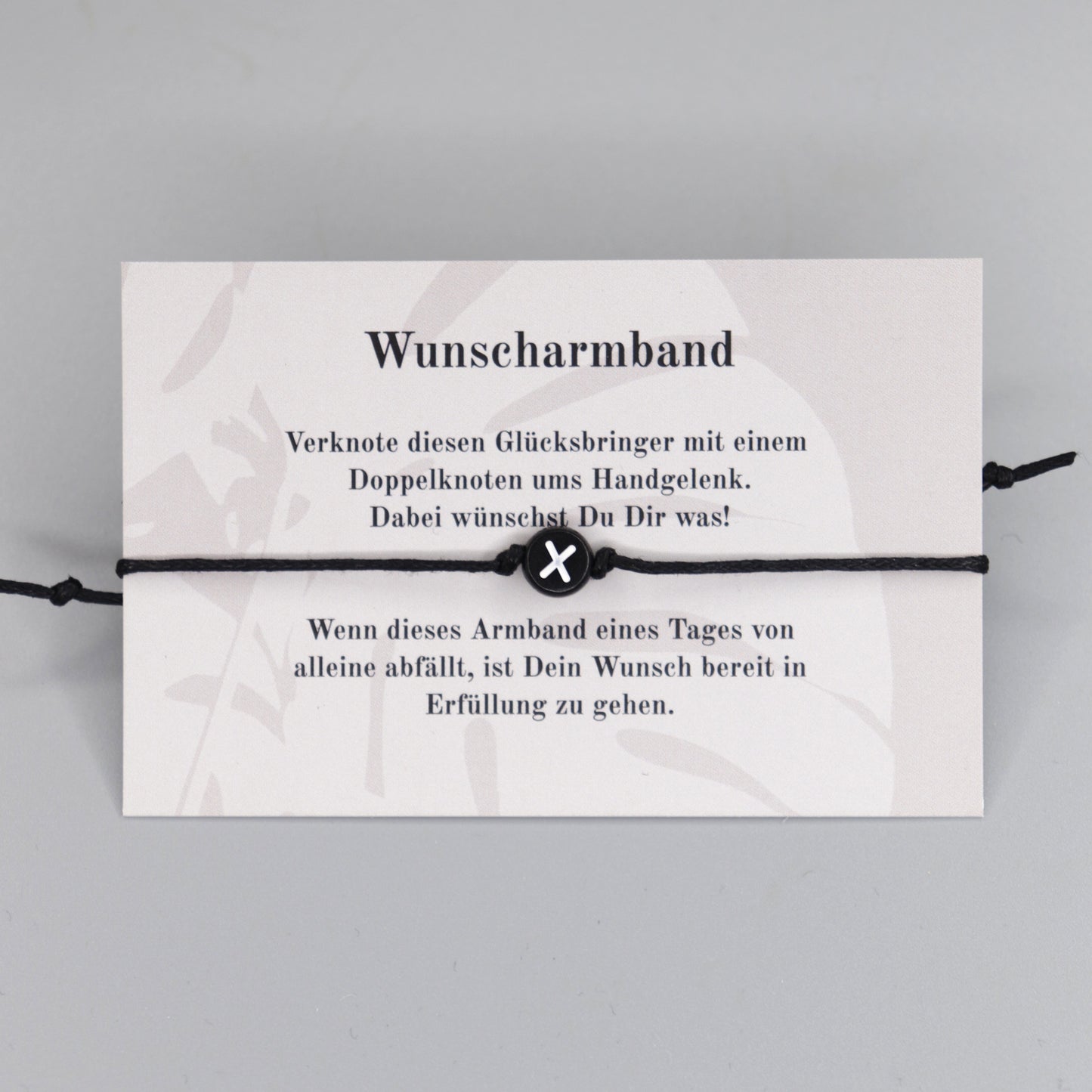 Wunscharmband mit Wunschbuchstabe X aus Acryl. Geschenkideen. Freundschaftsarmbänder. Kleine Geschenke.