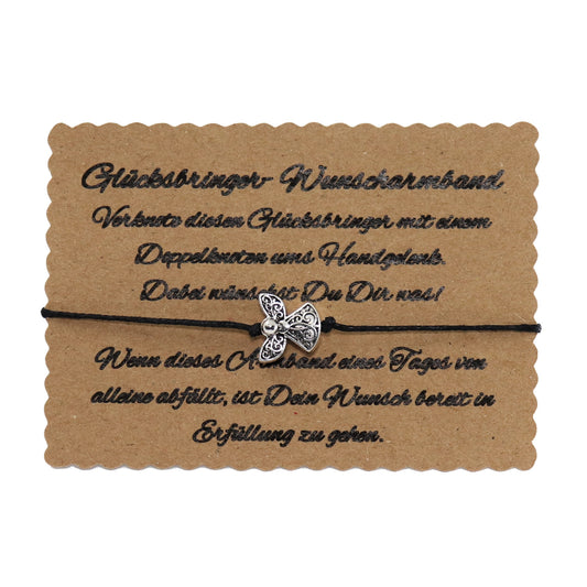 Wunscharmband mit Engel Glücksbringer 27 cm - Schwarz