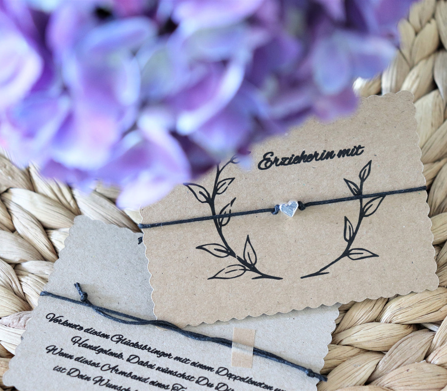 Wunscharmband mit Herz für Erzieherin mit Herz Glücks Armband Glücksbringer