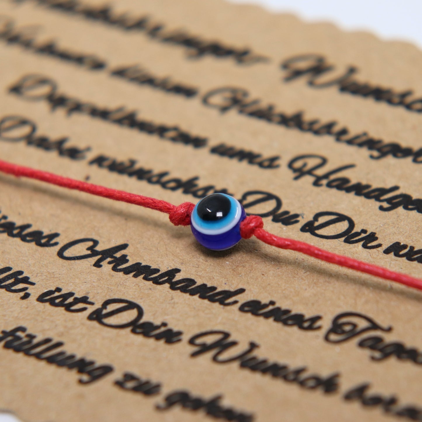 dajuni Wunscharmband Glücksbringer mit Evil Eye - Rot