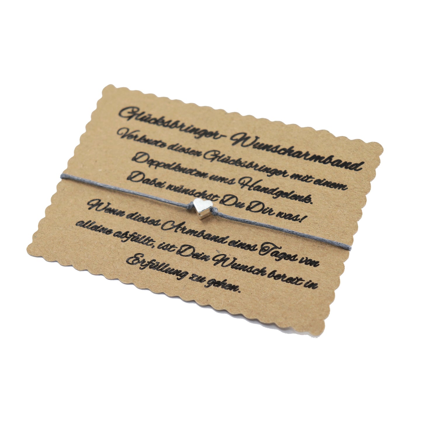 boasicea Wunscharmband Glücksbringer mit Herz - Grau