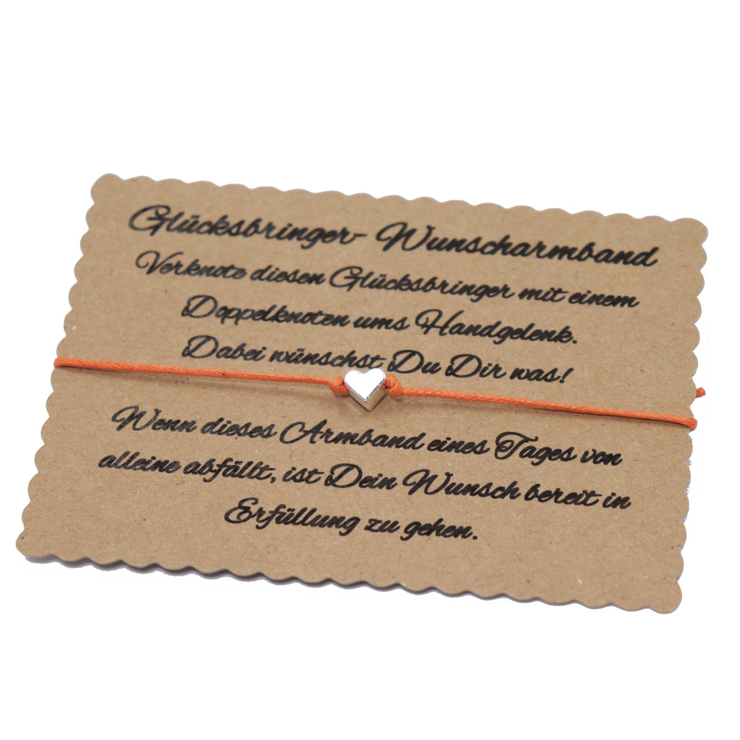 boasicea Wunscharmband Glücksbringer mit Herz - Orange