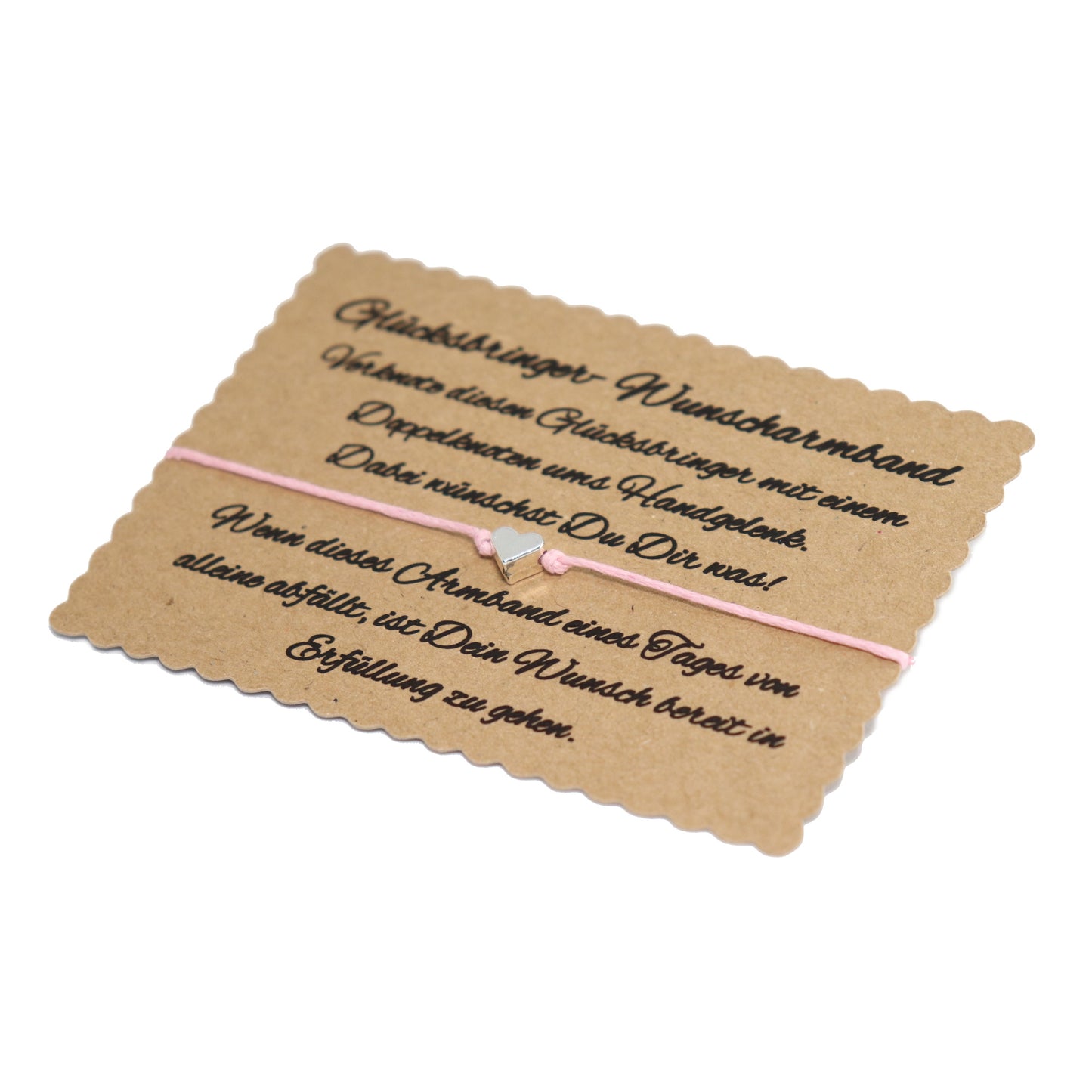 boasicea Wunscharmband Glücksbringer mit Herz - Rosa