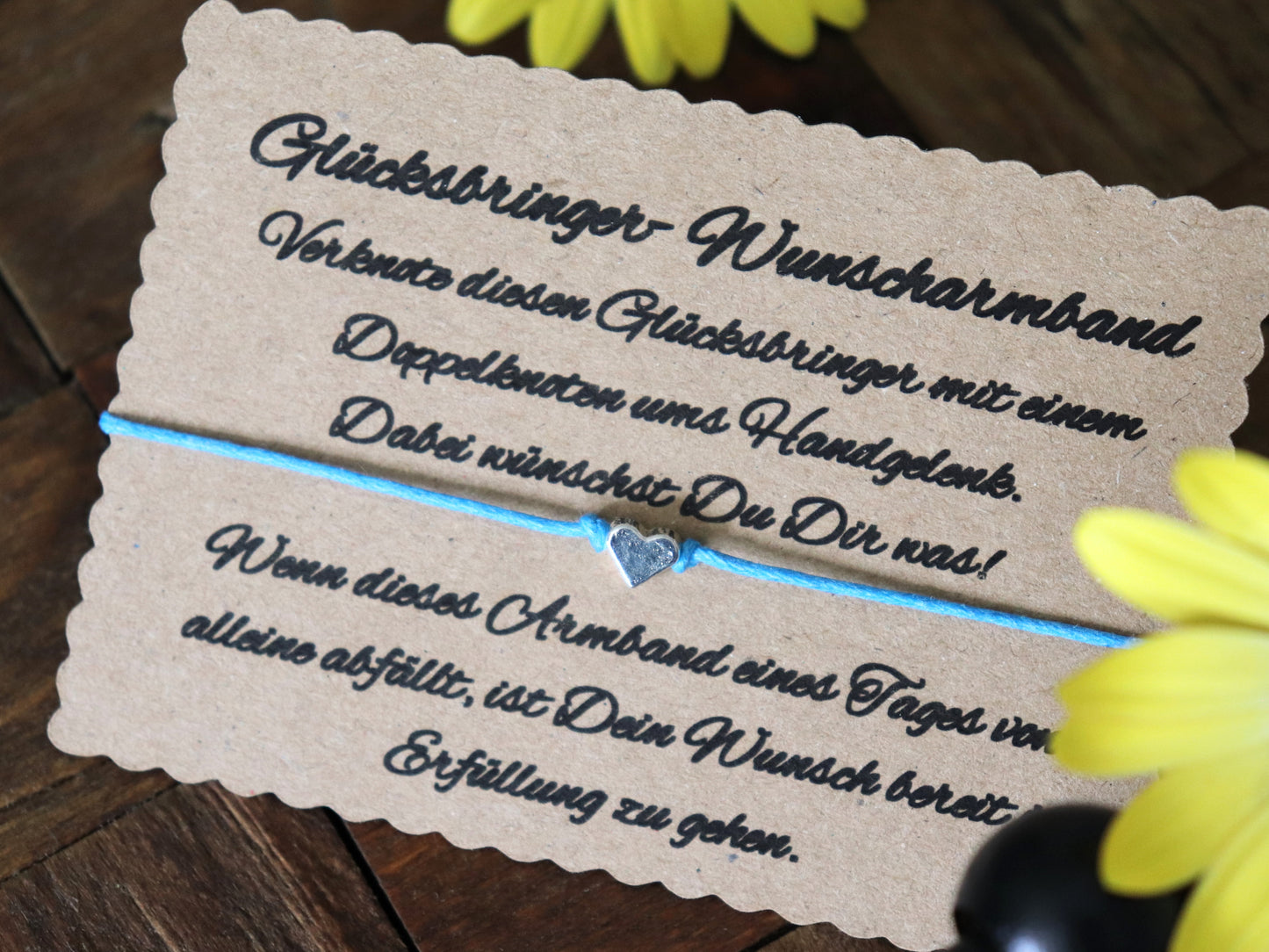 boasicea Wunscharmband Glücksbringer mit Herz - Blau