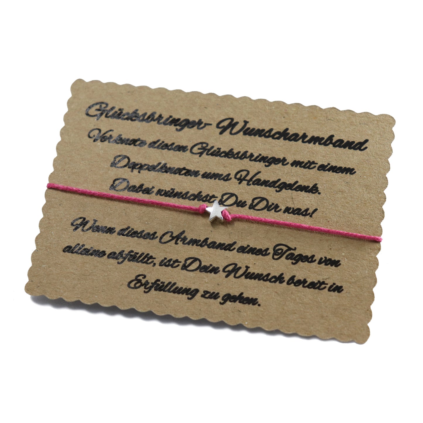boasicea Wunscharmband Glücksbringer mit Stern - Pink