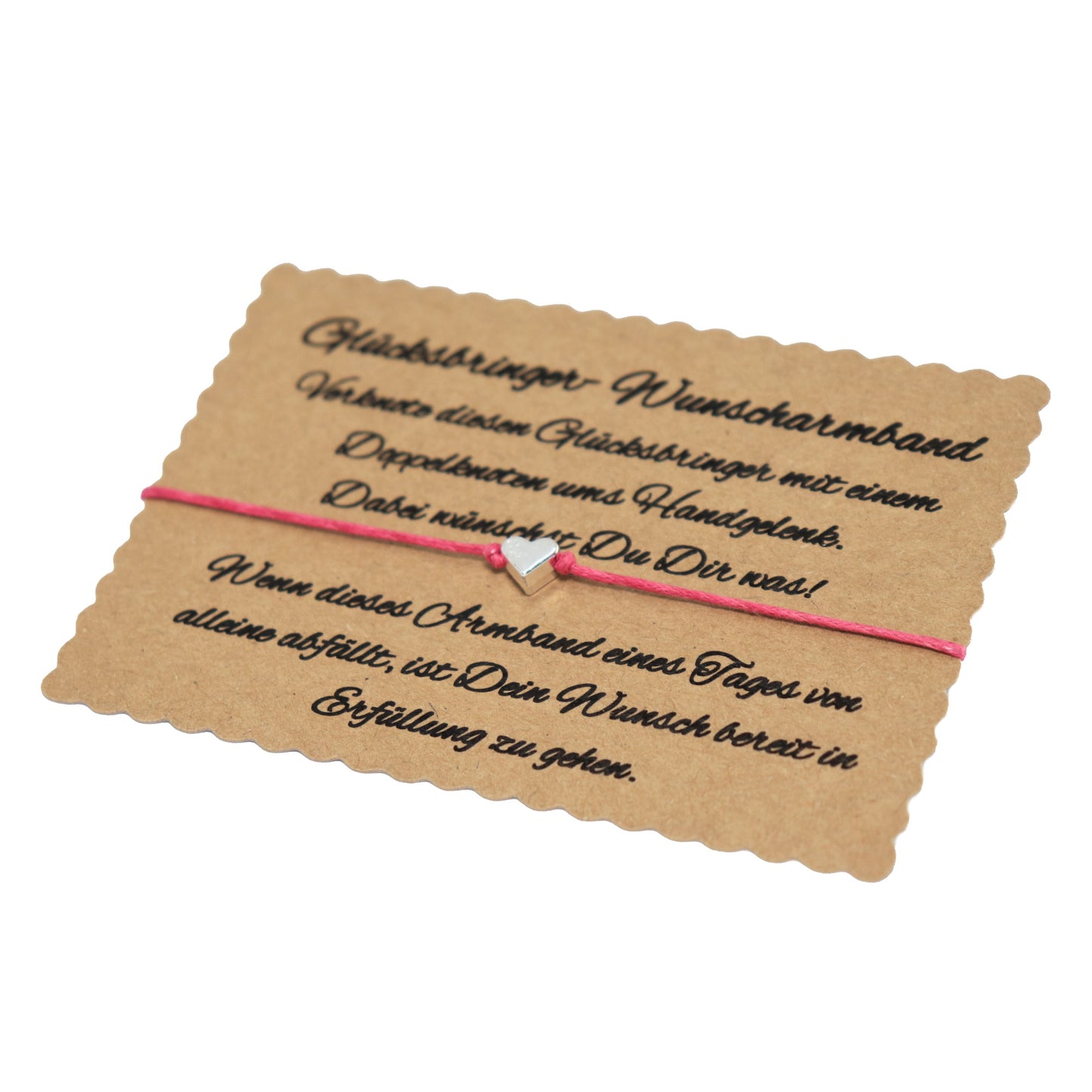 boasicea Wunscharmband Glücksbringer mit Herz - Pink