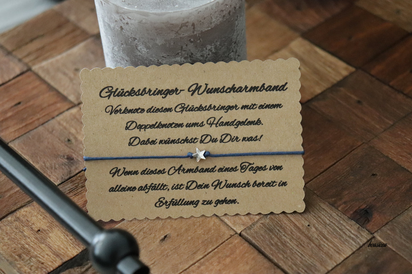 boasicea Wunscharmband Glücksbringer mit Stern - Dunkelblau