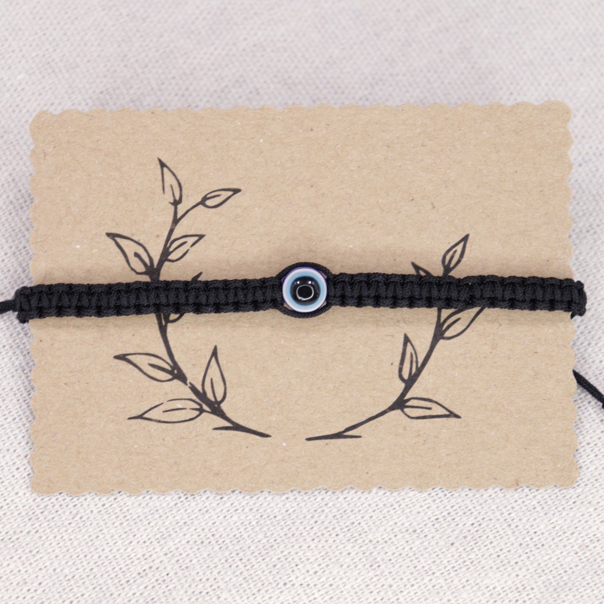 Nazar Böser Blick Schutz Armband aus Nylon verstellbar. Mit leine Karte aus recyceltem Tonpapier. 