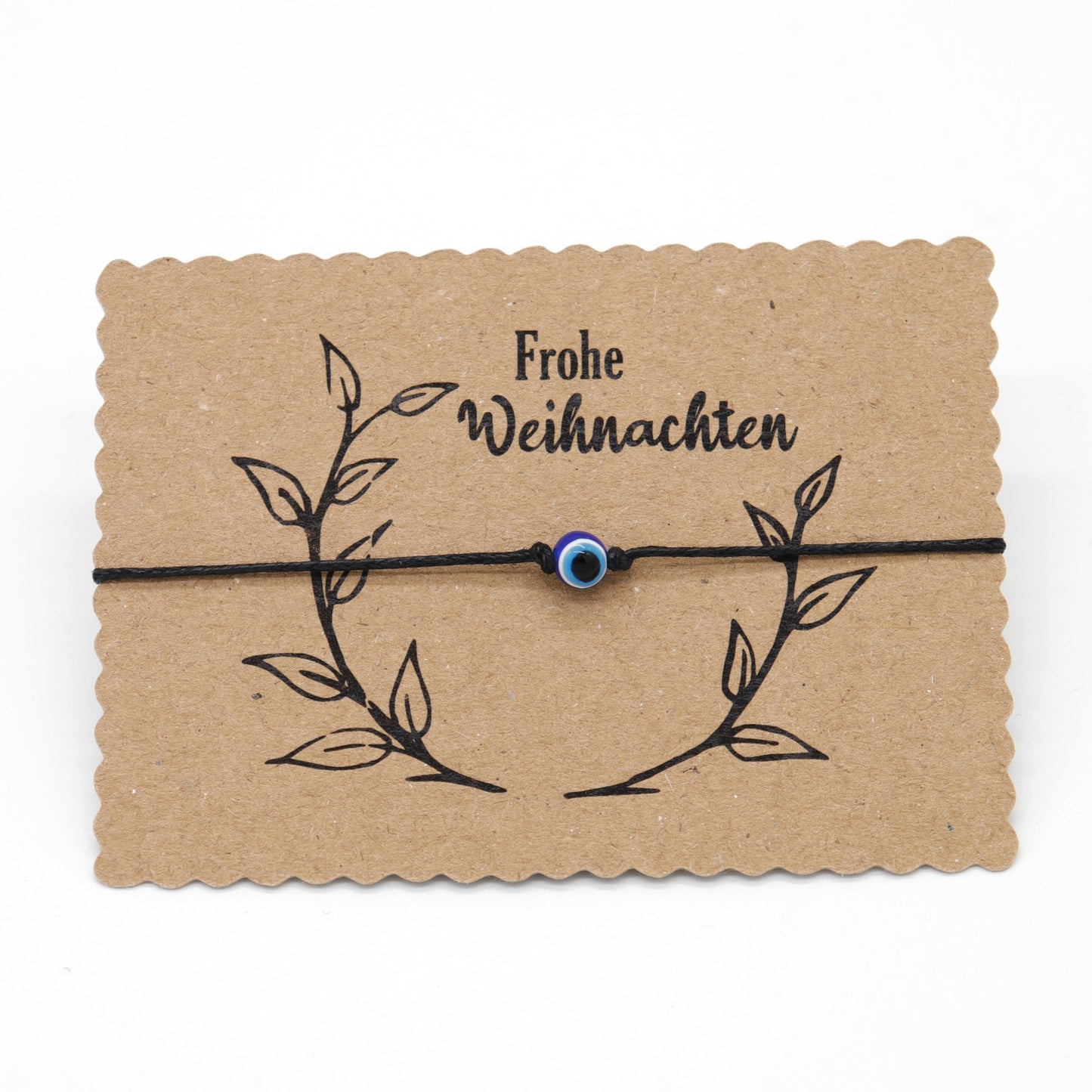 Wunscharmband mit Evil Eye Perle Frohe Weihnachten Mitbringsel zum verknoten