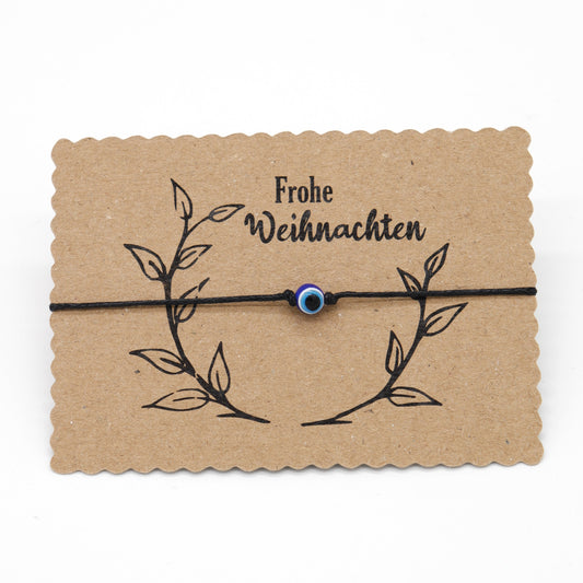Wunscharmband mit Evil Eye Perle Frohe Weihnachten Mitbringsel zum verknoten