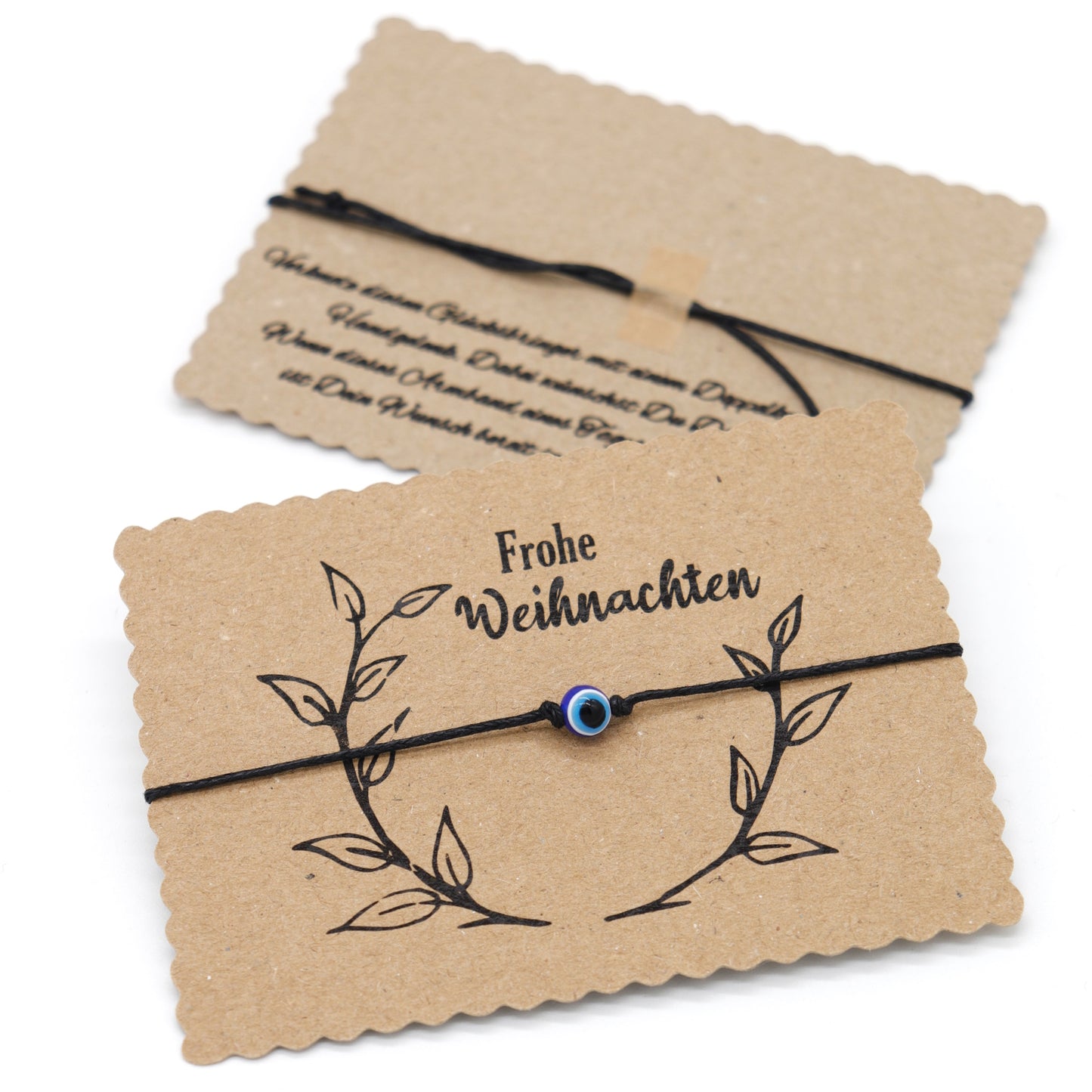 Wunscharmband mit Evil Eye Perle Frohe Weihnachten Mitbringsel zum verknoten