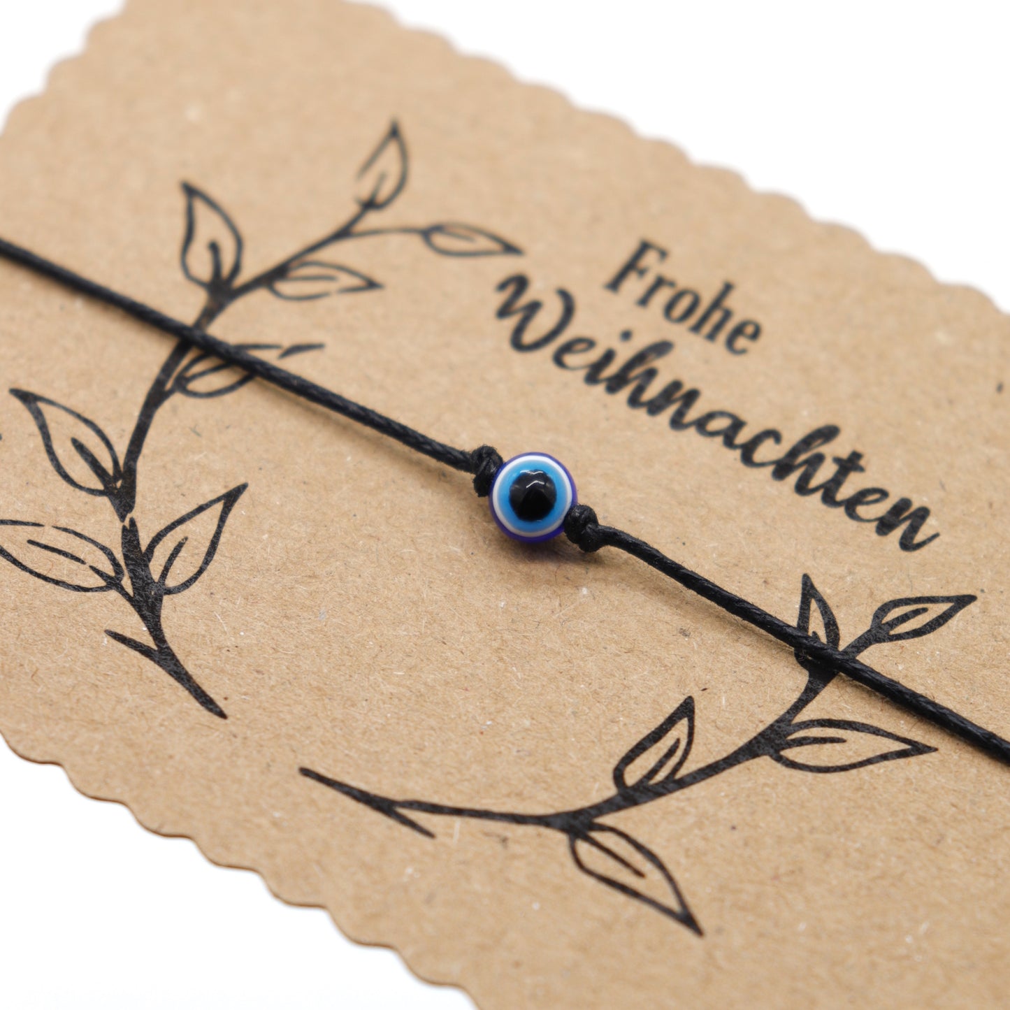 Wunscharmband mit Evil Eye Perle Frohe Weihnachten Mitbringsel zum verknoten
