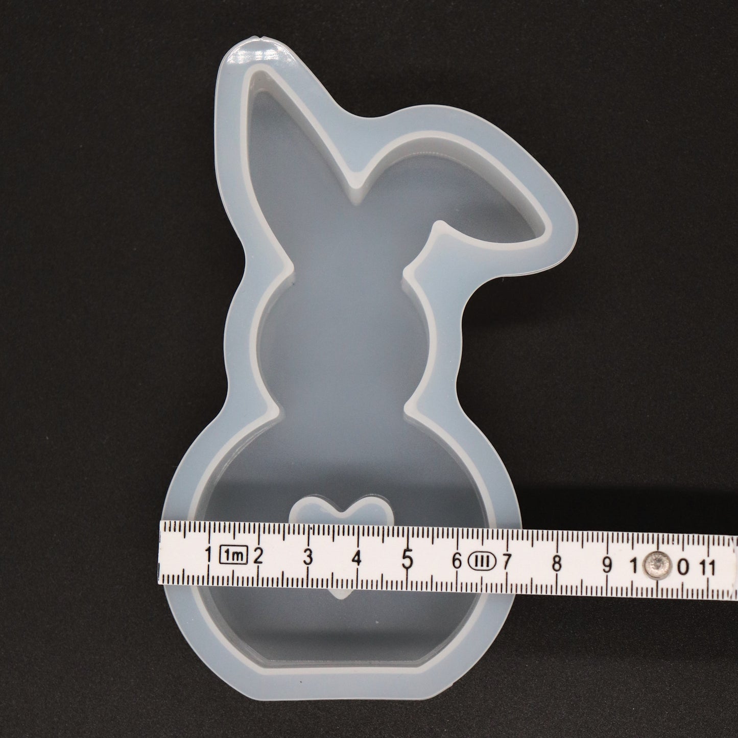 Silikonform Hase mit Herz Knickohr Gießform Ostern Deko für Raysin ca. 12 cm