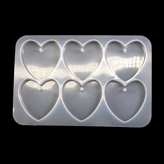 Silikonform Herz Anhänger Gießform flach für Epoxidharz, Raysin ca. 3,5 x 3,5 cm