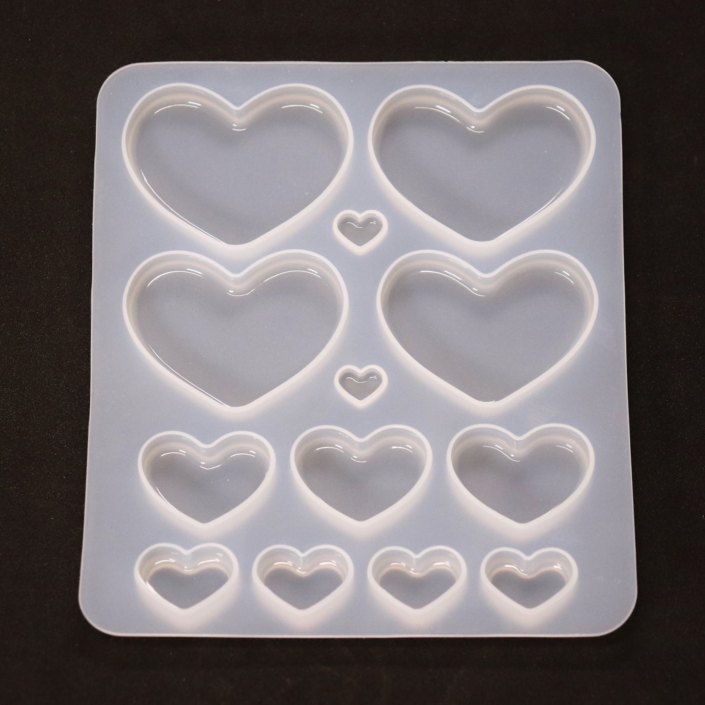 Silikonform Herzen Gießform Cabochons für Resin, Raysin ca. 1 bis 5 cm