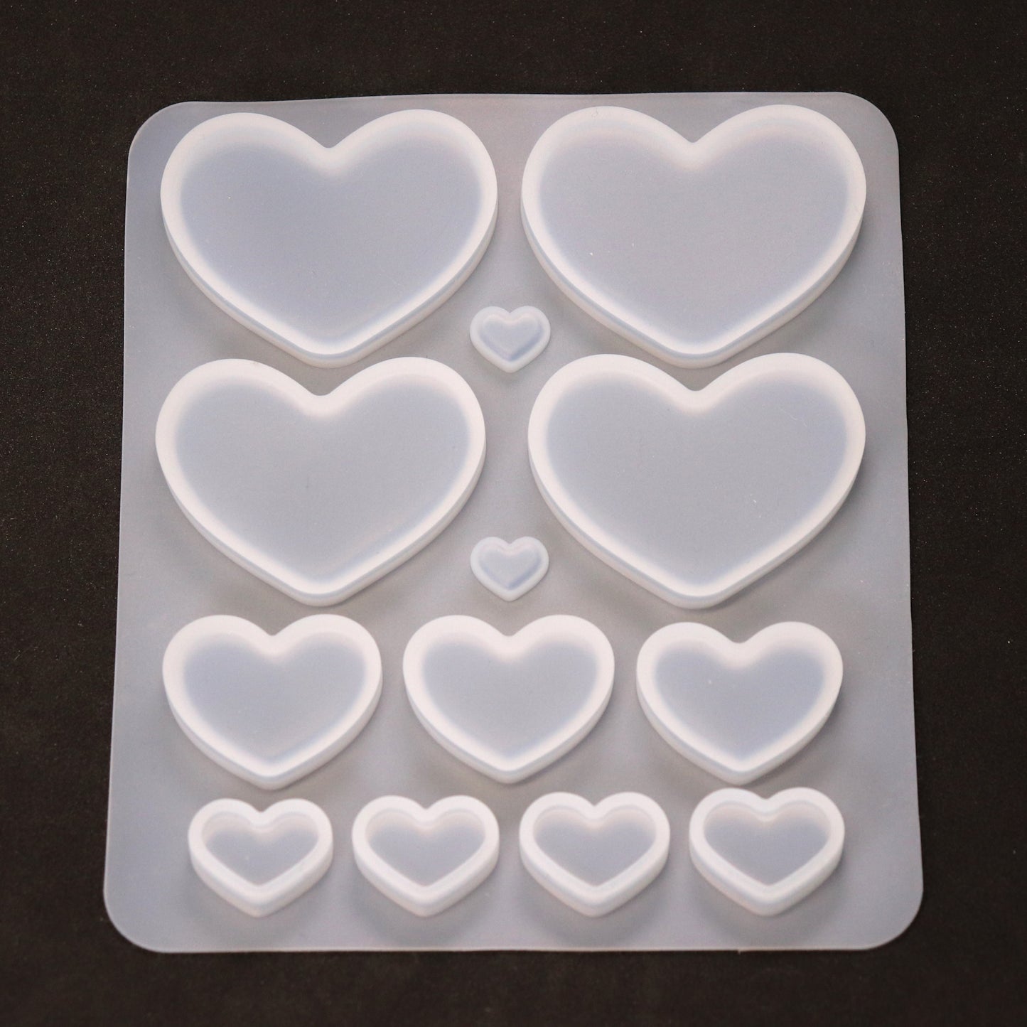 Silikonform Herzen Gießform Cabochons für Resin, Raysin ca. 1 bis 5 cm