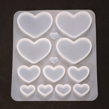 Silikonform Herzen Gießform Cabochons für Resin, Raysin ca. 1 bis 5 cm