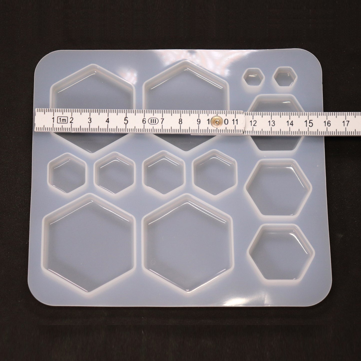 Silikonform Hexagon Gießform Cabochons für Resin, Raysin ca. 1 bis 5,2 cm