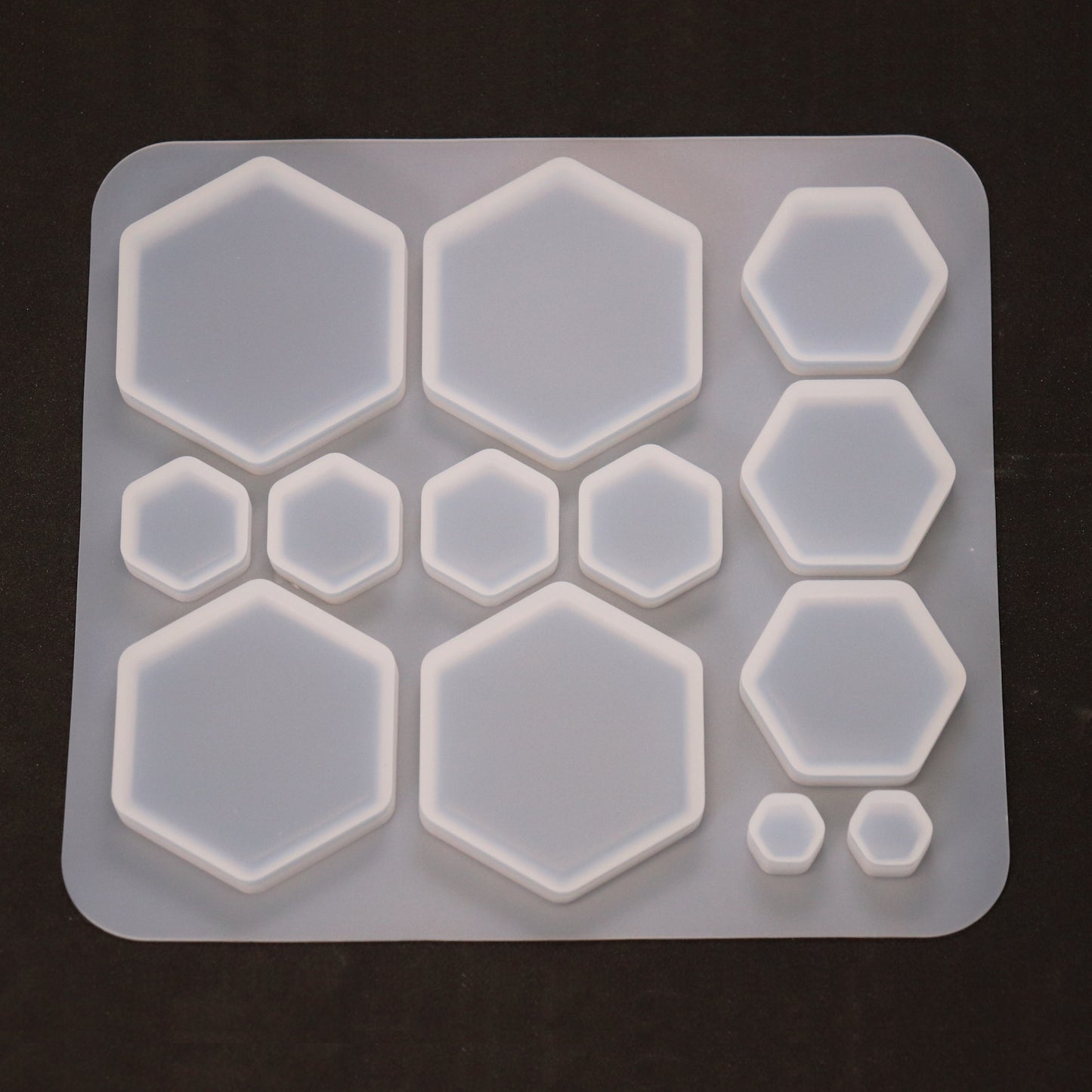 Silikonform Hexagon Gießform Cabochons für Resin, Raysin ca. 1 bis 5,2 cm