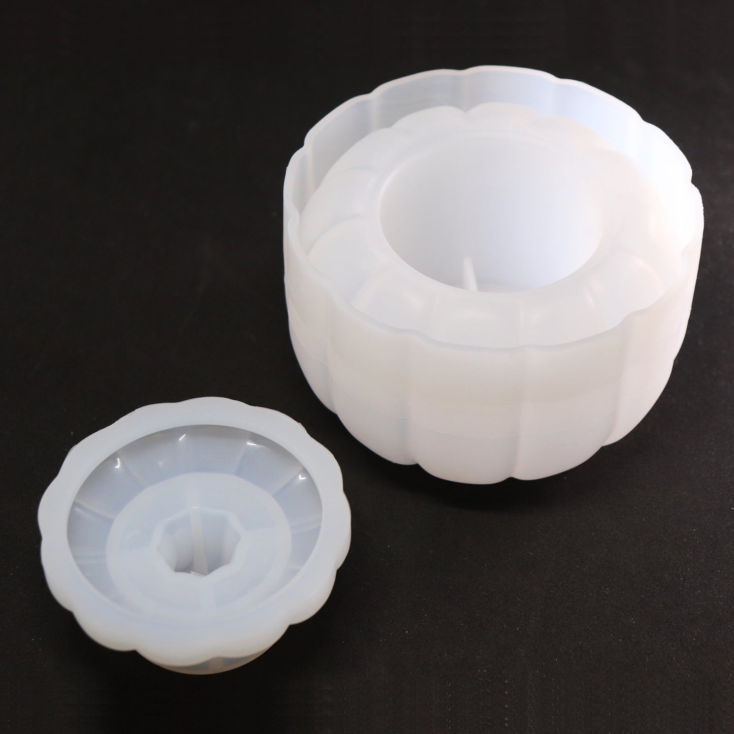 Silikonform 3D Kürbis mit Deckel Gießform für Epoxidharz, Raysin ca. 10 cm