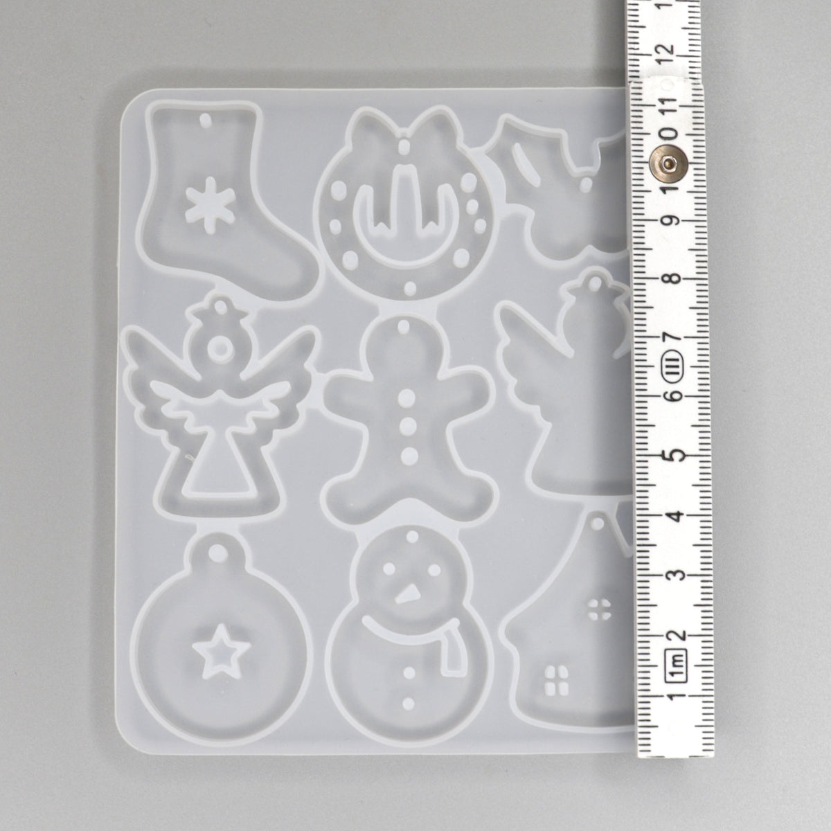 Silikonform Weihnachtsanhaenger flach, Schneemann, Weihnachtssocke, Engel. Form Für Epoxidharz. Farbe Weiß.