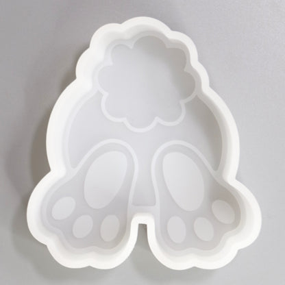 Silikongießform Kanninchen Fußabdruck Rückseite Aufsteller für Ostern Dekorationen. Gießform für Raysin oder Gípspulver. ca. 10 x 9 cm