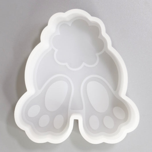 Silikongießform Kanninchen Fußabdruck Rückseite Aufsteller für Ostern Dekorationen. Gießform für Raysin oder Gípspulver. ca. 10 x 9 cm