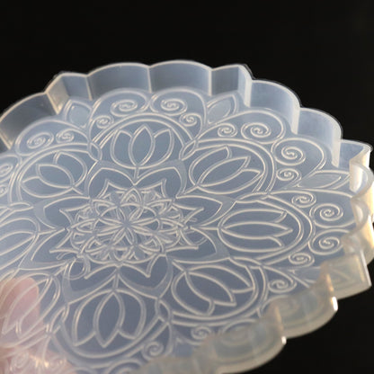 Silikonform Mandala Blume Untersetzer Gießform für Raysin Epoxidharz ca. 12 cm