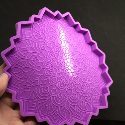 Silikonform Mandala Orchidee Untersetzer Gießform Resin, Raysin Epoxidharz ca. 14,5 cm