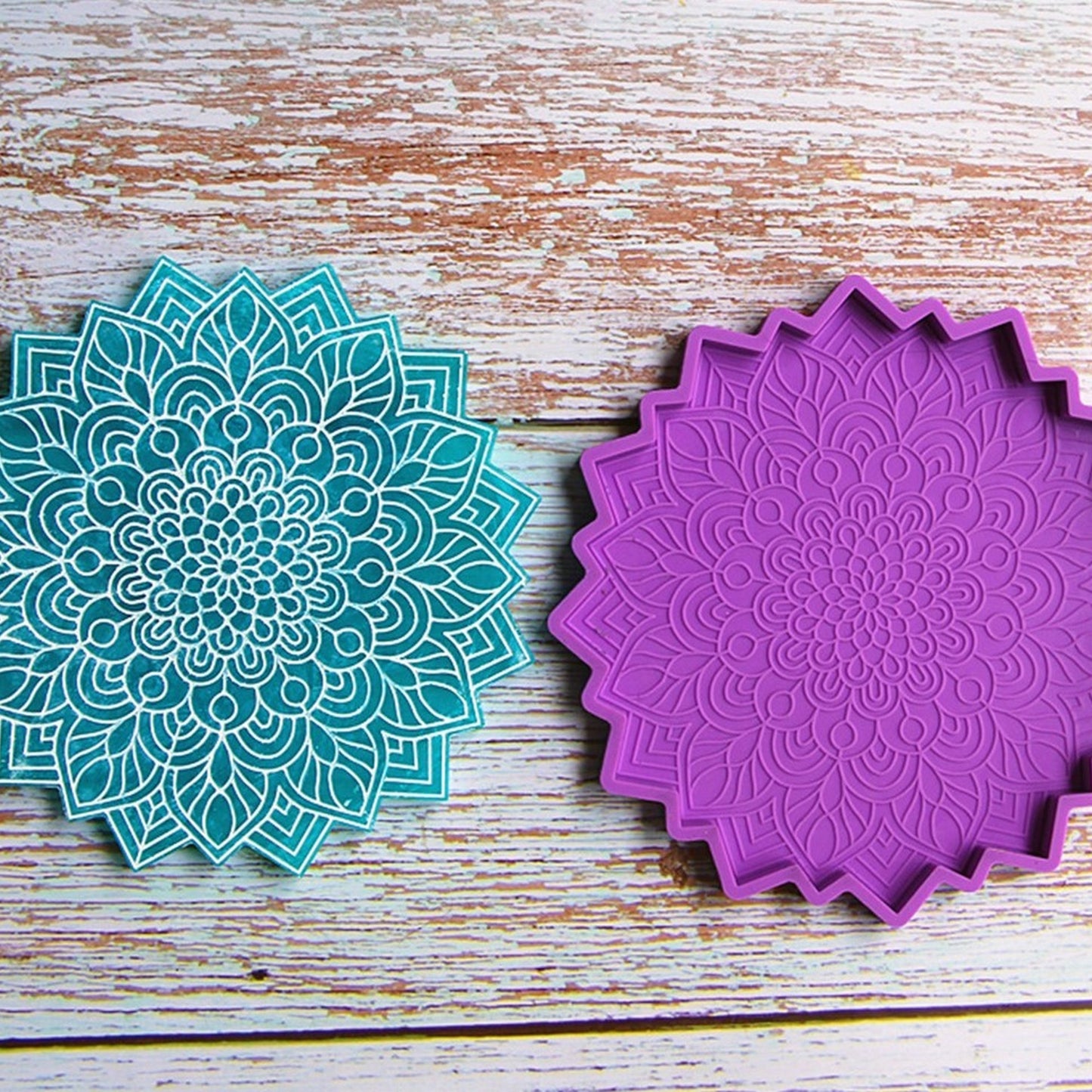 Silikonform Mandala Orchidee Untersetzer Gießform Resin, Raysin Epoxidharz ca. 14,5 cm