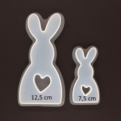 Silikonform Hase mit Herz Gießform Ostern Kaninchen Deko für Raysin ca. 7,5 cm