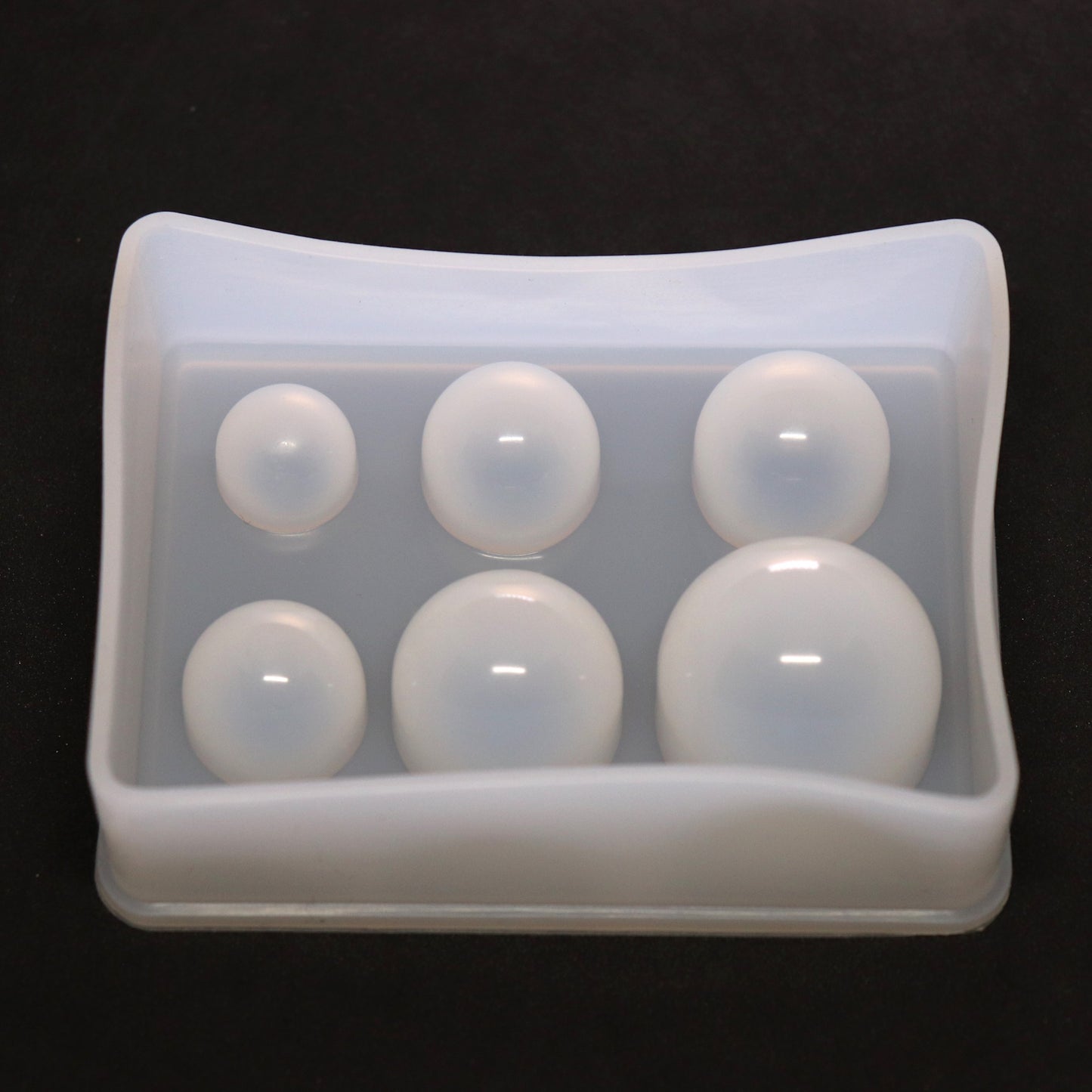 Silikonform Perlen ohne Bohrung 6 verschiedene Gießformen ca. 0,9 bis 2,5 cm
